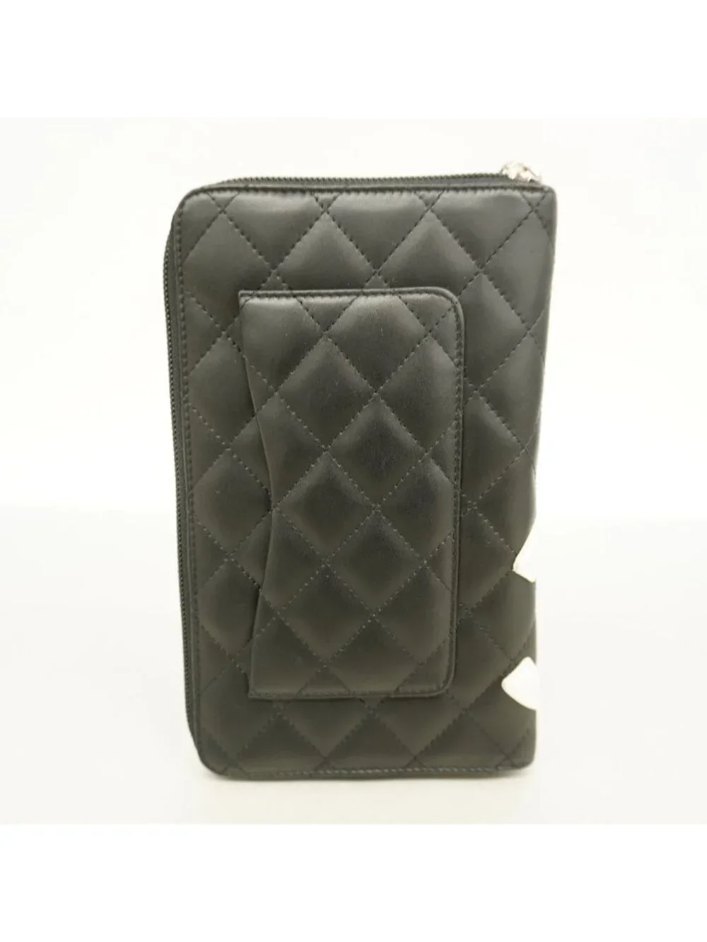 Chanel Wallet Cambon Lambskin Black Silver
